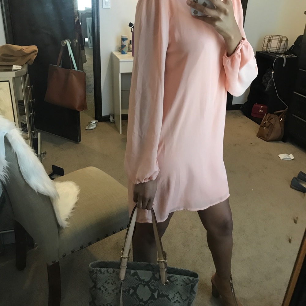 Peach backless shift dress